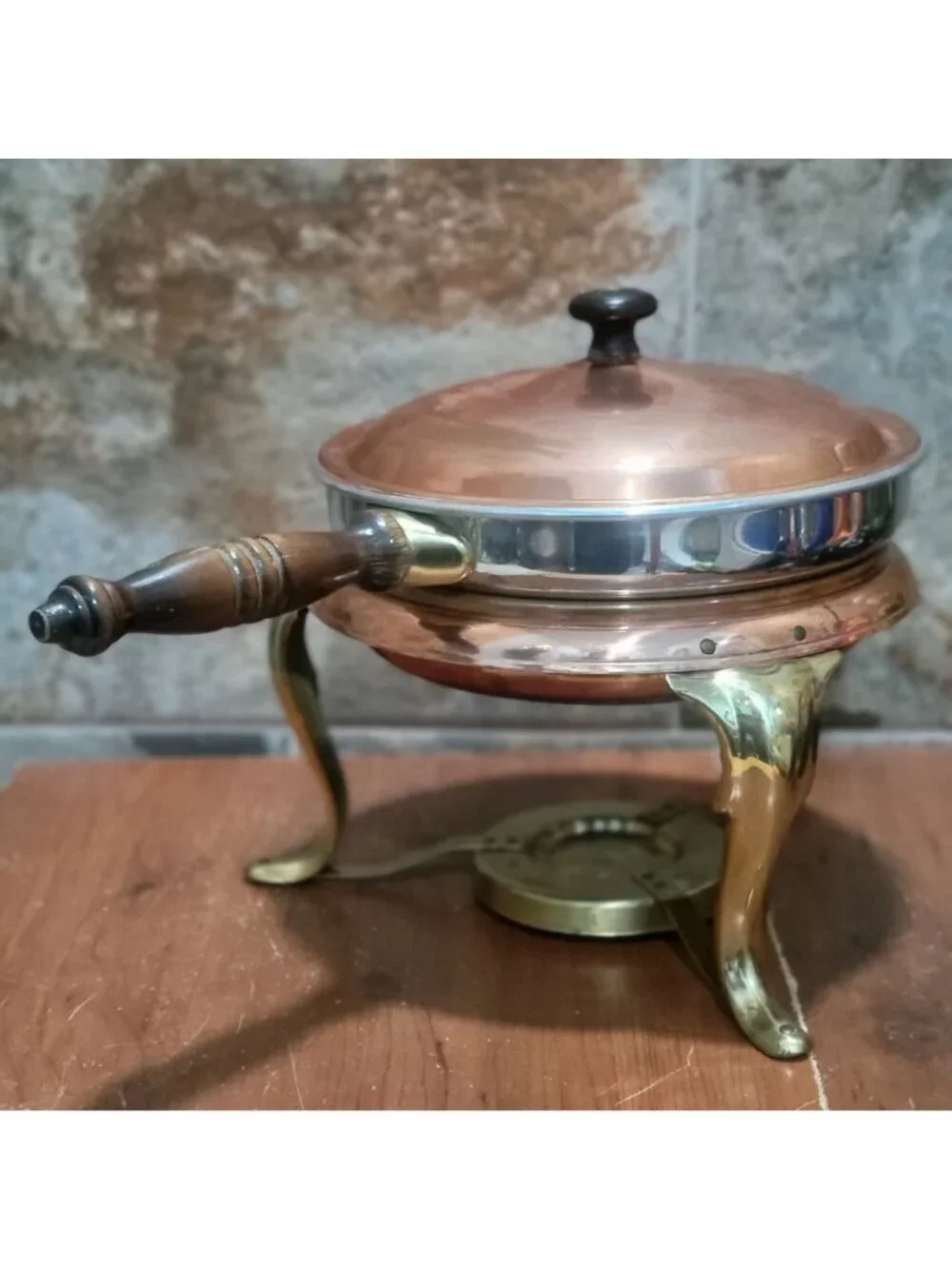 Vintage Copper Brass Chafing Pan Buffet Server Food Warmer